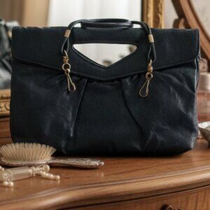 Vintage 1970s–80s Navy Convertible Handle Clutch w/ Detachable Strap – Retro